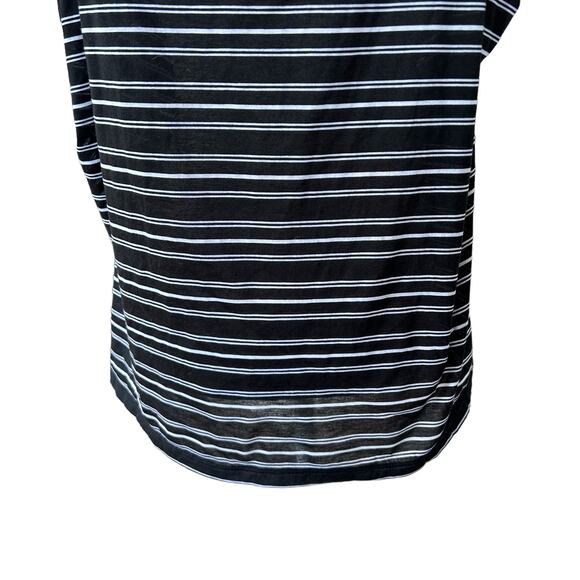 French Laundry Top Women Ruffle Button Down Stripe Black White Plus Size 18 / 20 - Picture 6 of 10